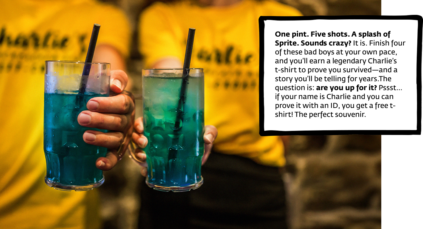 One pint. Five shots.